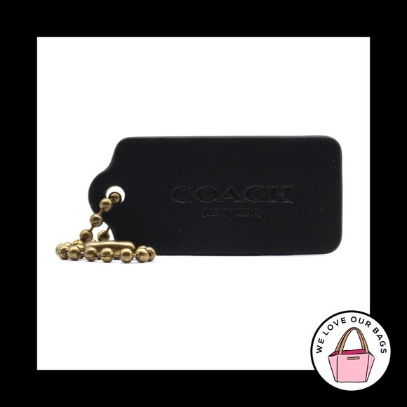 Coach Accessories - 2.25" COACH NEW YORK Black Leather Antique Brass Fob Bag Charm Keychain Hang Tag